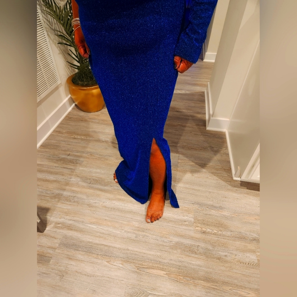 Woman's Sapphire Blue Evening Gown